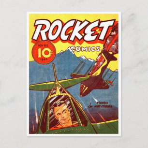 Vintage Fighter Aircraft Comic Postcard