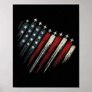 Vintage Fighter American Flag Fighter Jet 4th Of J Poster