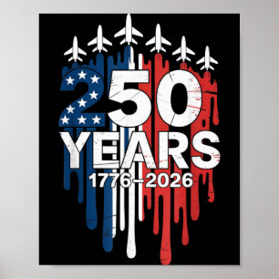 Vintage Fighter Jet 250th Anniversary Usa Poster