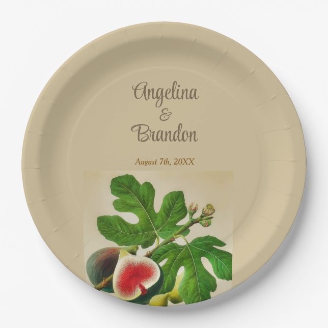 Vintage  figs wedding paper plate (Front)