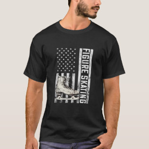 Vintage Figure Skating Figure Skater USA Flag Amer T-Shirt
