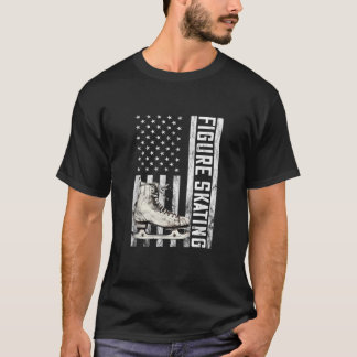 Vintage Figure Skating Figure Skater USA Flag Amer T-Shirt