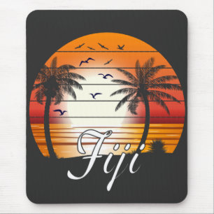 Vintage Fiji Palm Trees Summer Beach Mouse Pad