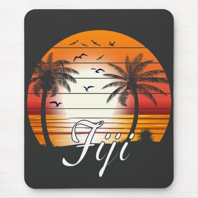 Vintage Fiji Palm Trees Summer Beach Mouse Pad (Front)