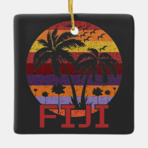 Vintage Fiji Summer Beach Travel Ceramic Ornament