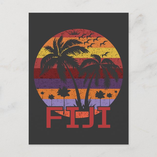 Vintage Fiji Summer Beach Travel Postcard (Front)