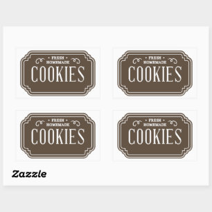 Vintage Filigree Cookies Bakery Emblem Design Rectangular Sticker
