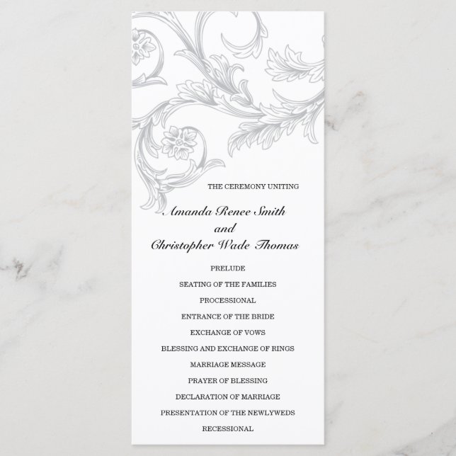 Vintage Filigree Wedding Program (Front)