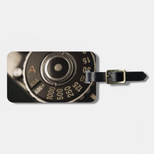 vintage film camera dial luggage tag