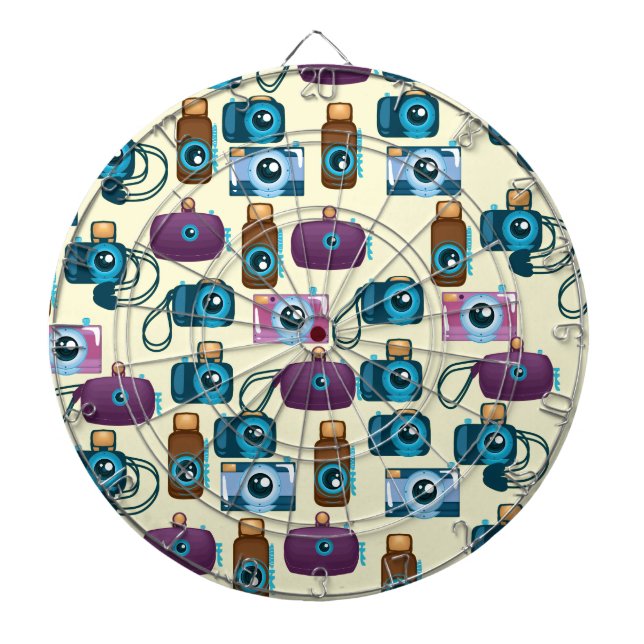 Vintage Film Camera Pattern Dartboard (Front)