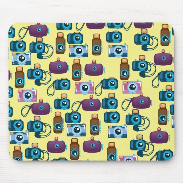 Vintage Film Camera Pattern Mouse Pad (Front)