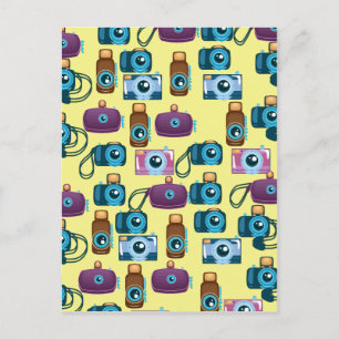 Vintage Film Camera Pattern Postcard
