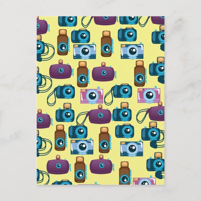 Vintage Film Camera Pattern Postcard (Front)