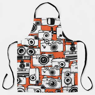 Vintage film cameras, seamless pattern. apron