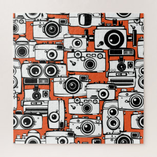 Vintage film cameras, seamless pattern. jigsaw puzzle
