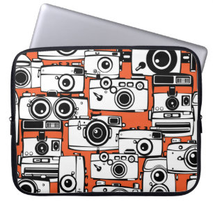 Vintage film cameras, seamless pattern. laptop sleeve