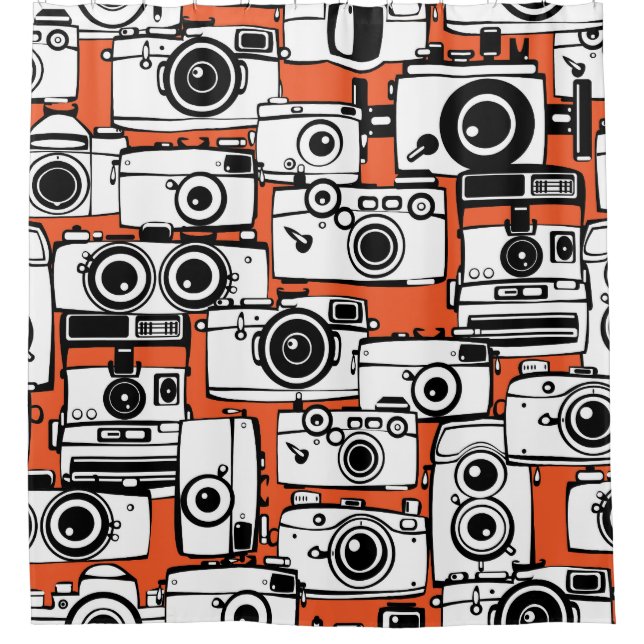 Vintage film cameras, seamless pattern. shower curtain (Front)