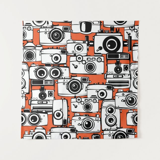 Vintage film cameras, seamless pattern. tapestry (Front)