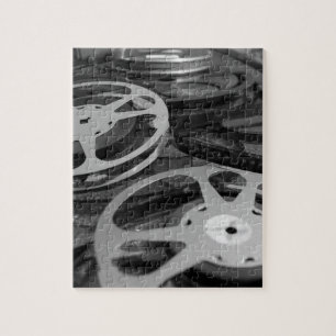 Vintage Film Reels Black and White Jigsaw Puzzle