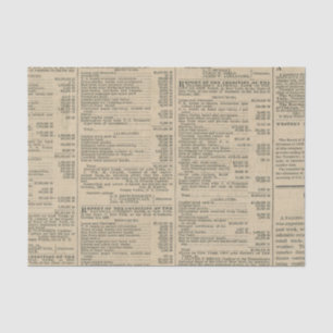 Vintage Financial Report Newspaper Tissue Paper