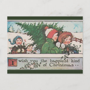 Vintage Finding the Christmas Tree Postcard
