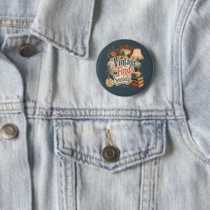 Vintage Finds Cottagecore Treasures Blue 6 Cm Round Badge
