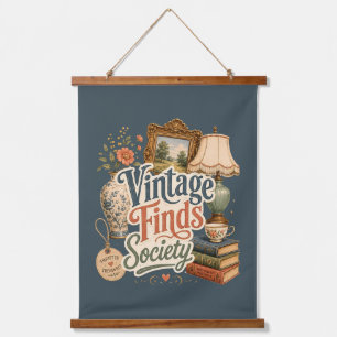 Vintage Finds Cottagecore Treasures Blue Hanging Tapestry