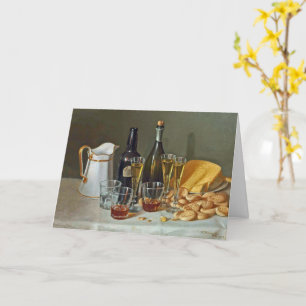 Vintage Fine Art Still Life with Wine and Cheese Card