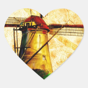 Vintage fineart F021 Windmill Heart Sticker