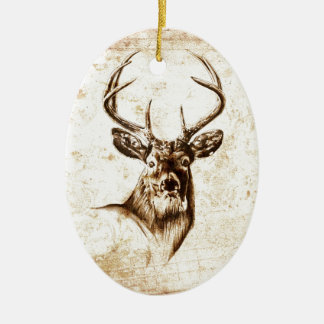 Vintage fineart F078 deer Ceramic Ornament