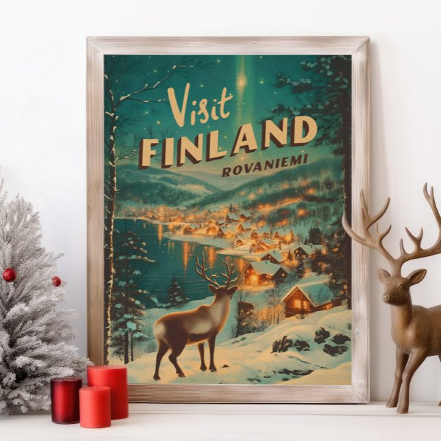 Vintage Finland Rovaniemi Reindeer Poster (Creator Uploaded)