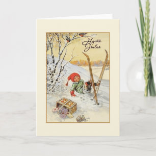 Vintage Finnish Hyvää Joulua Christmas Card