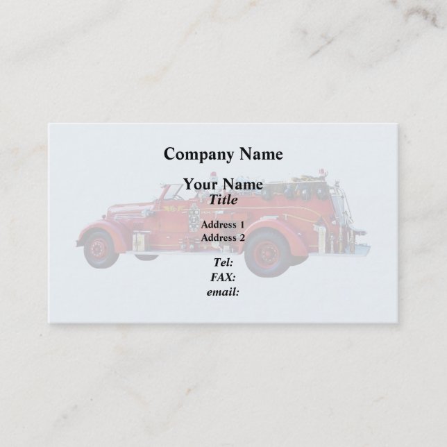 Vintage Fire Engine Business Card (Front)