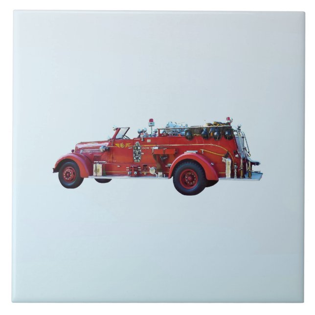Vintage Fire Engine Ceramic Tile (Front)