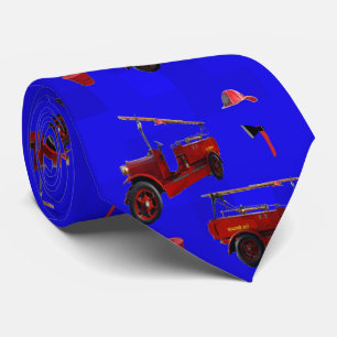 Vintage Fire Equipment On Blue, Tie