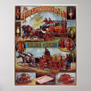 Vintage Fire Extinguisher Advertising Poster