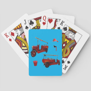 Vintage Fire Fighting Truck And Equipment, Playing Cards