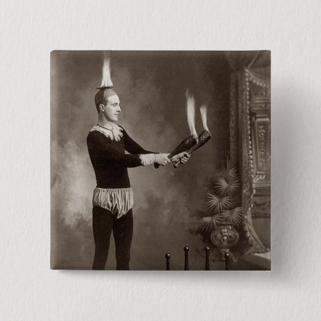 Vintage Fire Juggler 15 Cm Square Badge (Front)