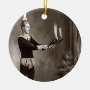 Vintage Fire Juggler Ceramic Ornament