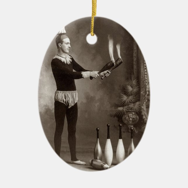 Vintage Fire Juggler Ceramic Ornament (Front)