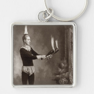Vintage Fire Juggler Key Ring