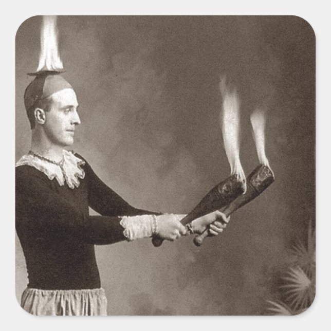Vintage Fire Juggler Square Sticker (Front)