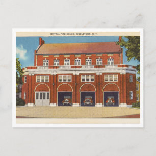 Vintage fire station Central Fire House Middleton Postcard