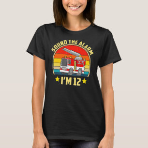 Vintage Fire Truck 12 Year Old Firefighter 12th Bi T-Shirt