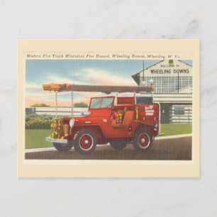 Vintage Fire Truck 1940s Wheeling West Virginia Postcard