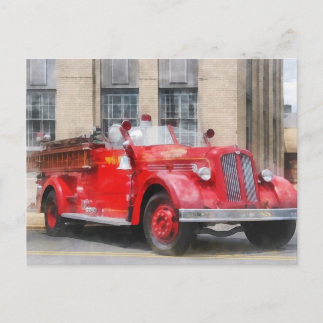 Vintage Fire Truck Postcard (Front)