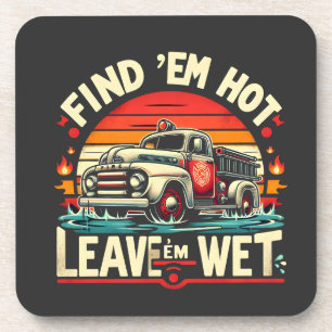 Vintage Fire Truck Sunset Graphic Coaster