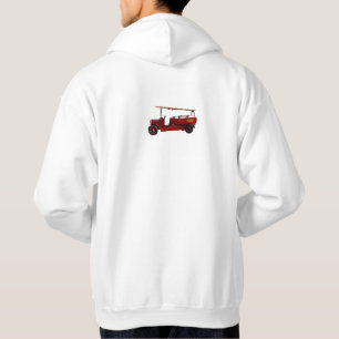 Vintage Fire Trucks, Mens White Hooded Sweatshirt