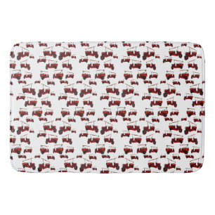 Vintage Fire Trucks Pattern, Bath Mat