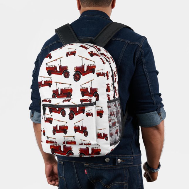 Vintage Fire Trucks Pattern, Printed Backpack (Insitu (Model))